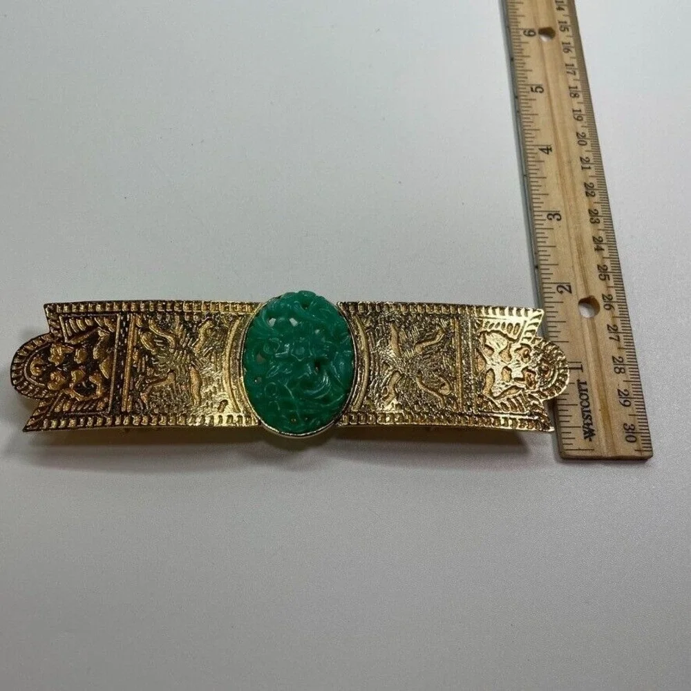 Gay Bover Designer Belt Buckle Gold-Tone w/Asian‎ Flair 1980's Takes 1.25
